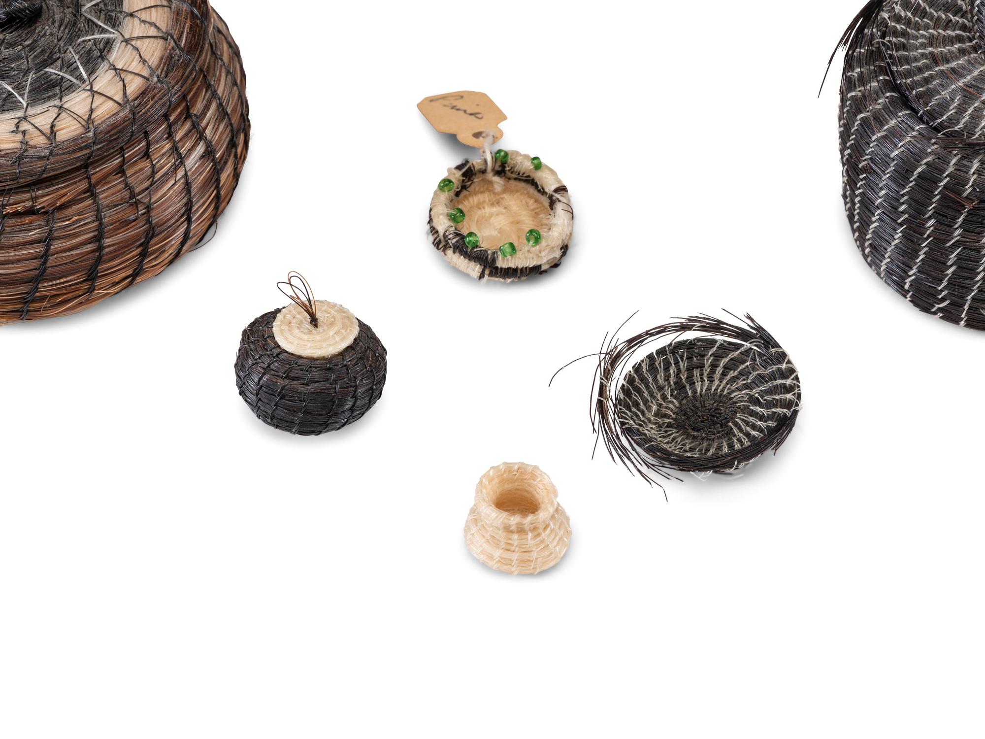 Tohono O'odham and Akimel O'odham Miniature Horsehair baskets