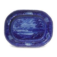 A Staffordshire Historical Blue "View of Lake George" Platter