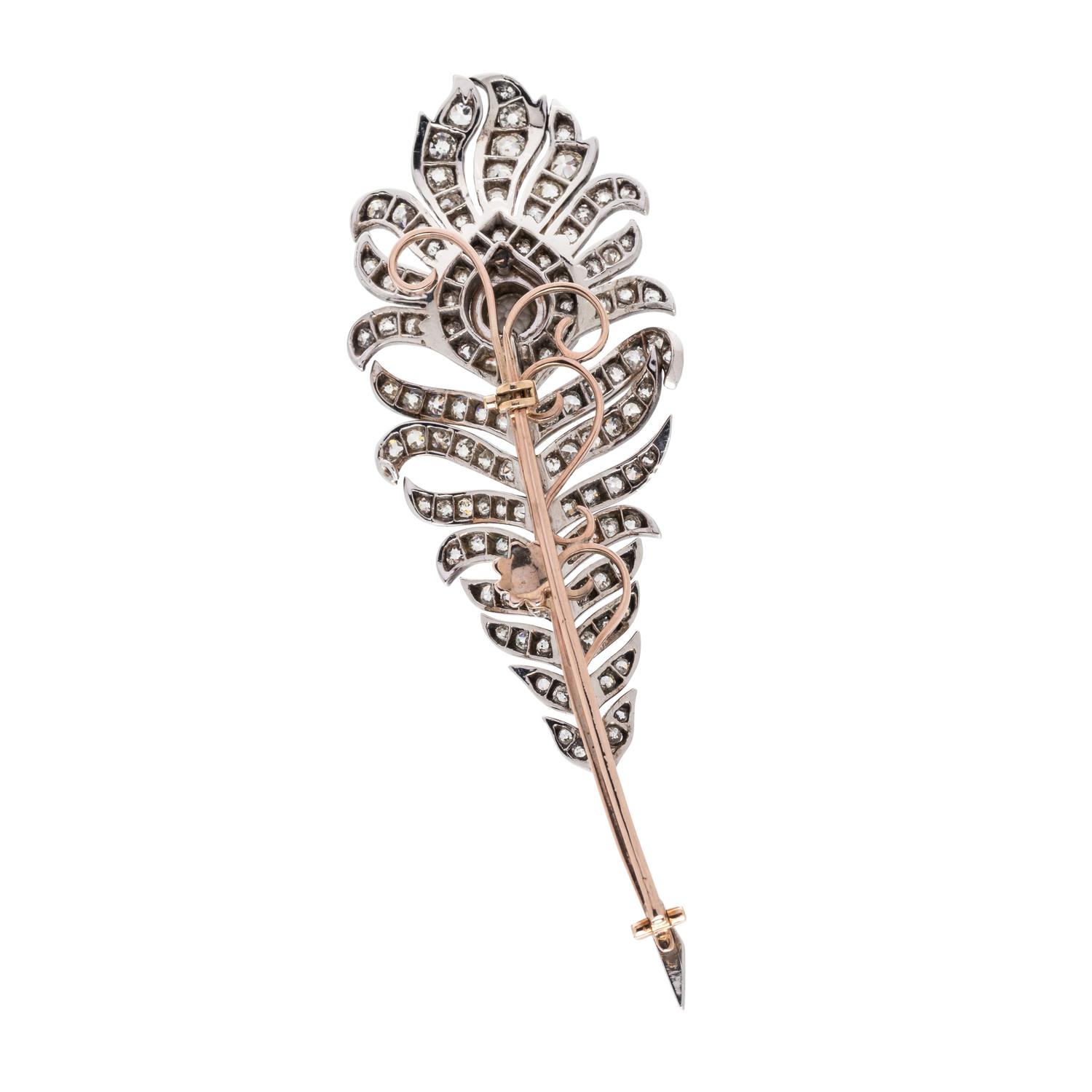 DIAMOND FEATHER BROOCH