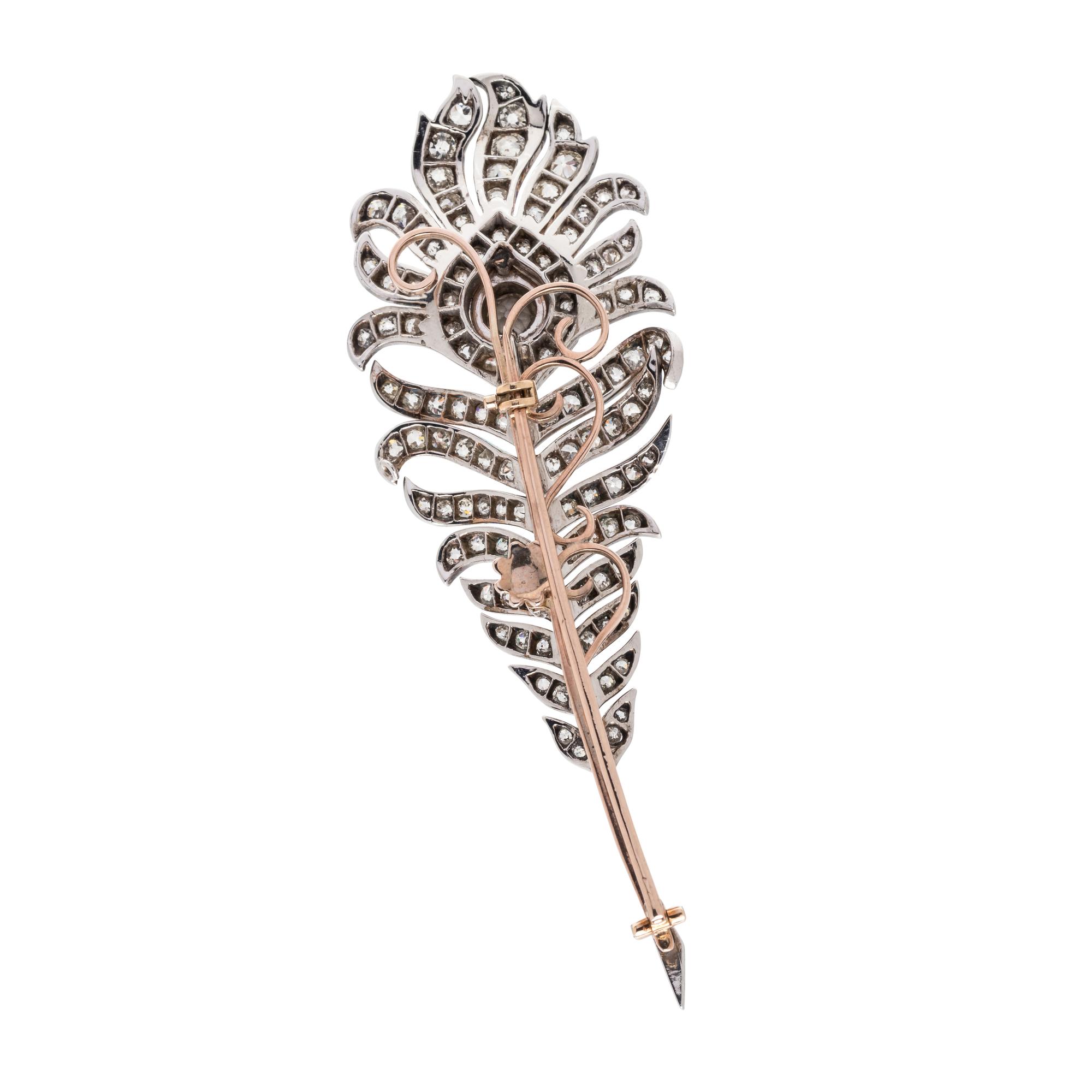 DIAMOND FEATHER BROOCH