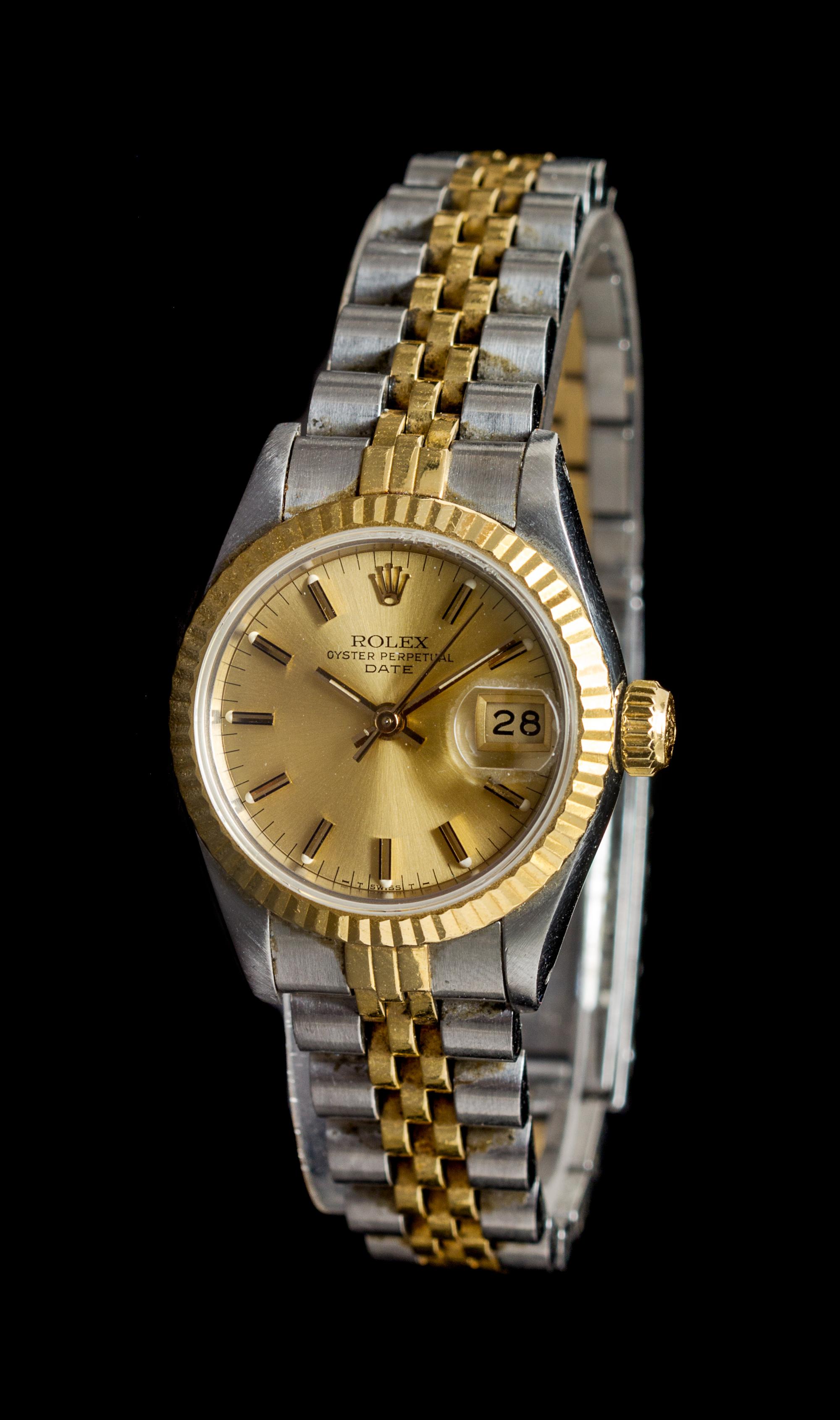 A Stainless Steel and 18 Karat Yellow Gold Ref. 69173 Oyster Perpetual Datejust Wristwatch, Rolex, Circa 1984,