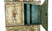 A North Italian Rococo Polychrome Painted Cabinet on Stand