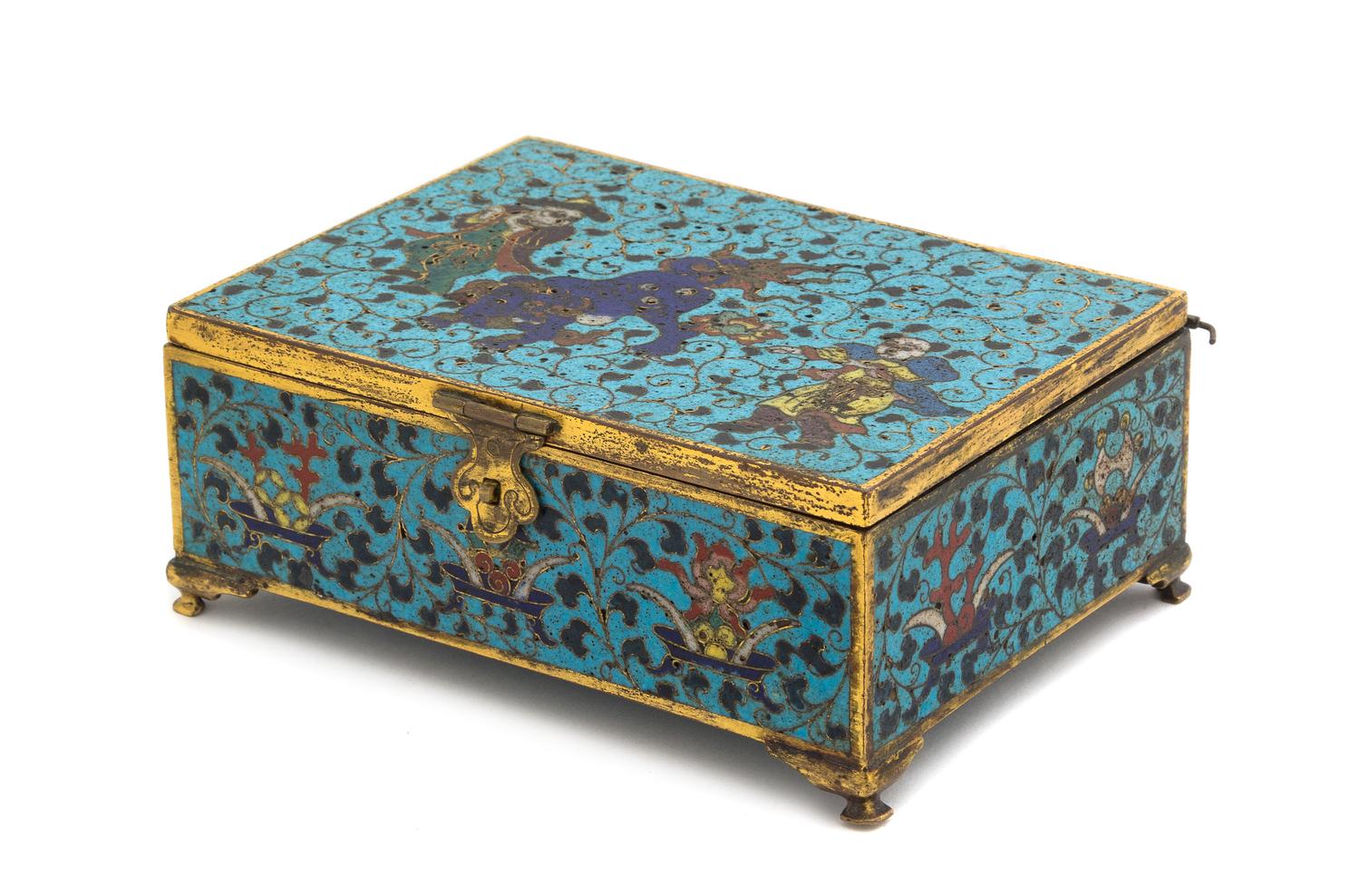 A Chinese Cloisonne Gilt Enameled Box 18TH/19TH CENTURY Width 5 1/4 inches. — 18TH/19TH CENTURY