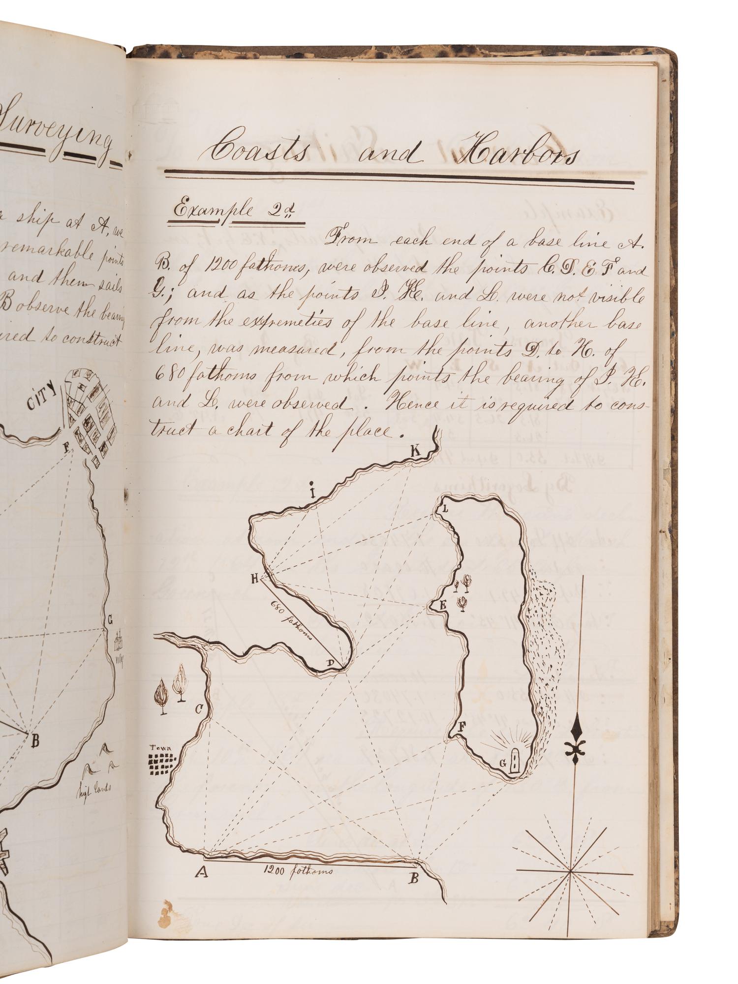[NAVIGATION -- MANUSCRIPT]. Navigational studies and exercise logbook for an aspiring seaman. N.p., n.d.
