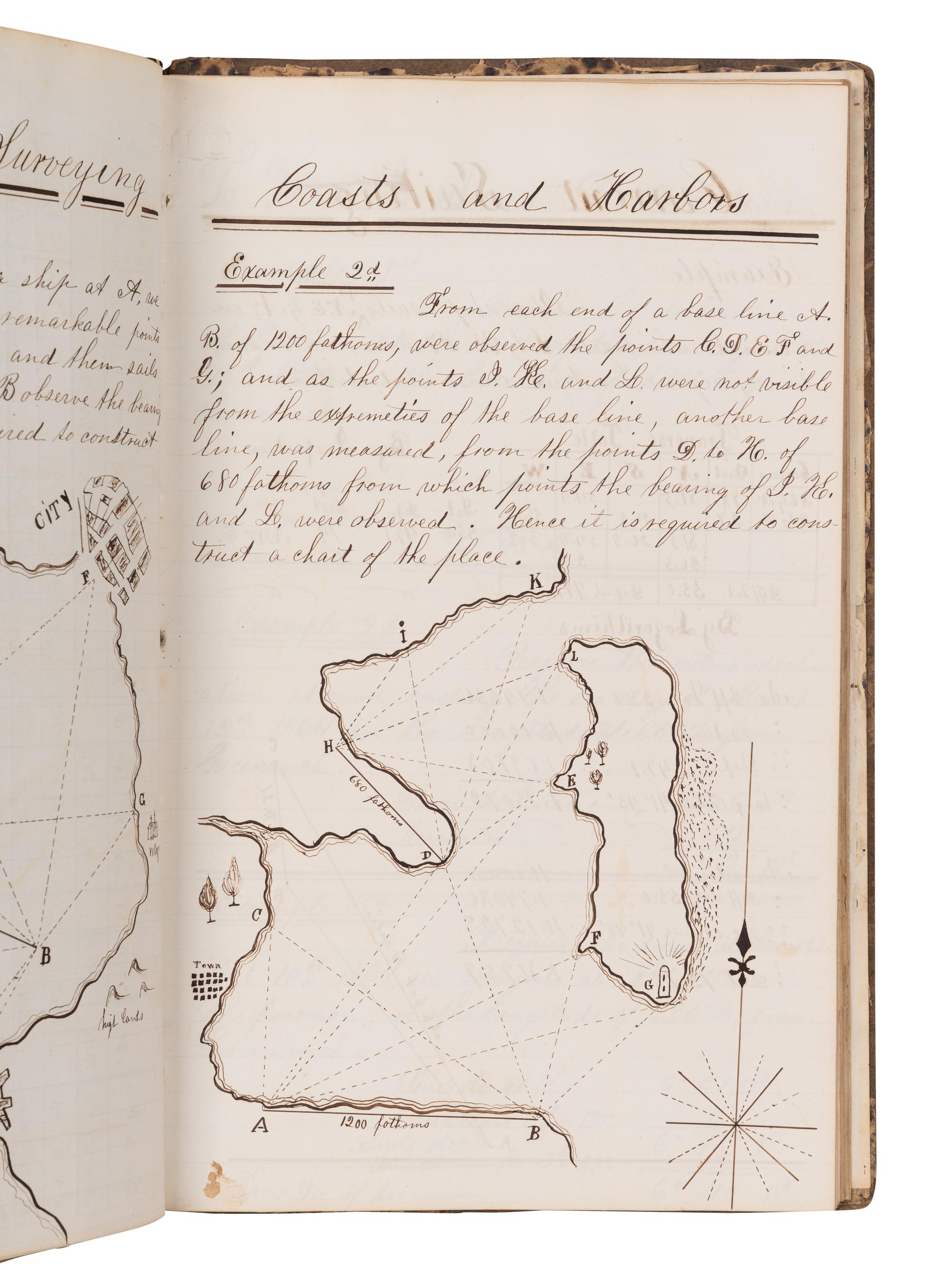 [NAVIGATION -- MANUSCRIPT]. Navigational studies and exercise logbook for an aspiring seaman. N.p., n.d.