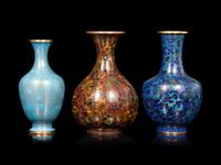21 Blue Ground Cloisonné Vessels