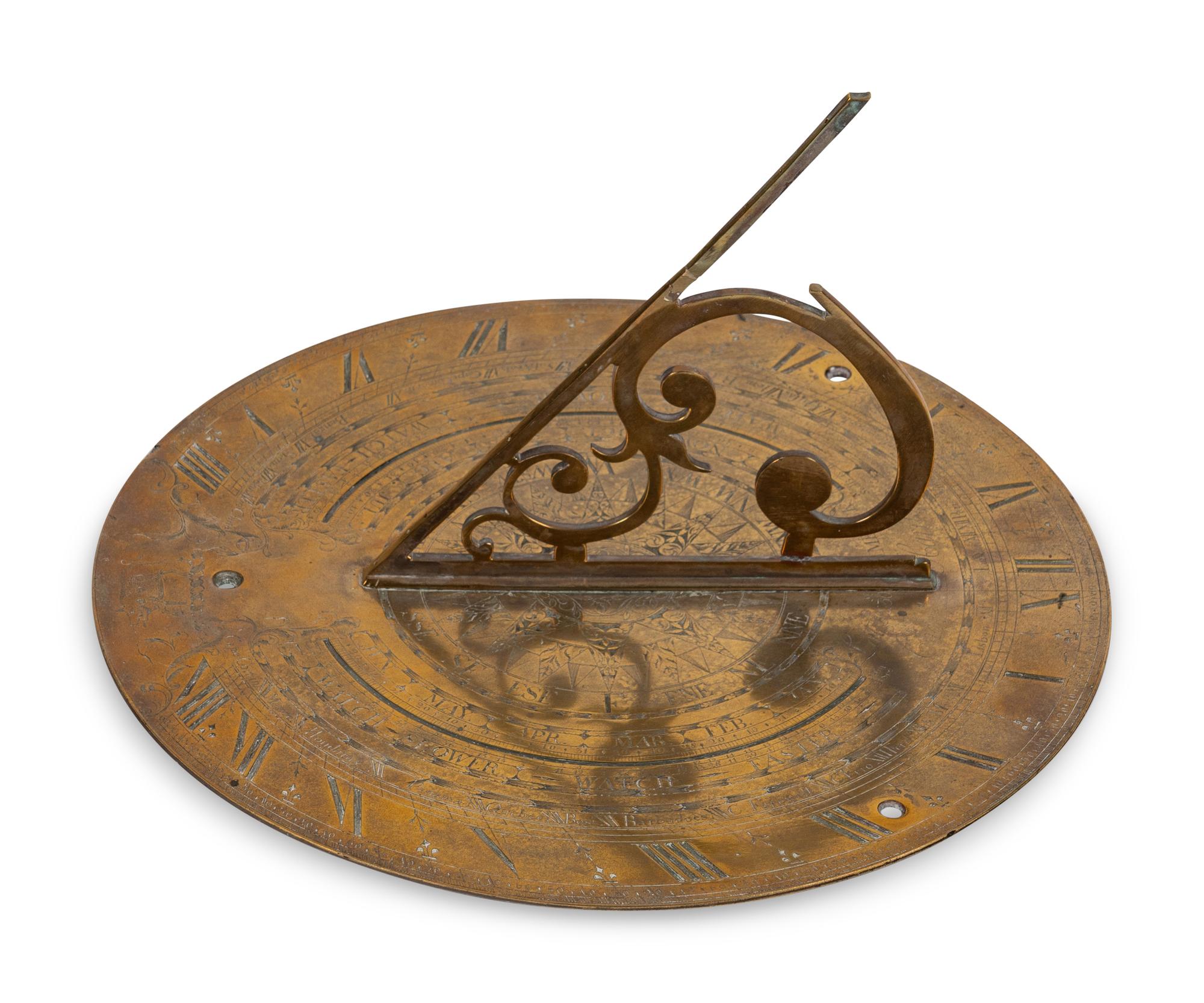 An Irish George III Engraved Brass Sundial
