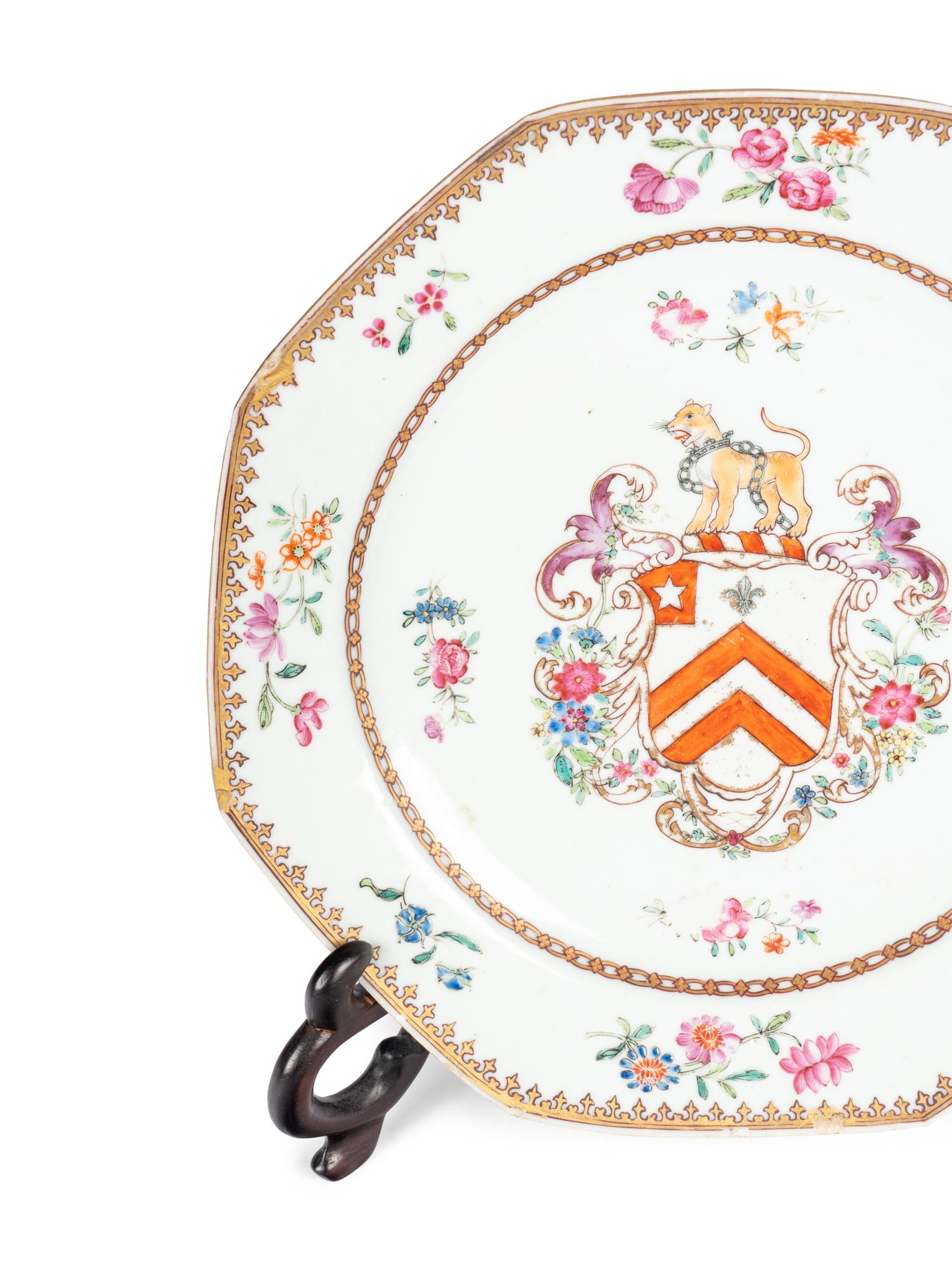 A Pair of Chinese Export Armorial Porcelain Plates