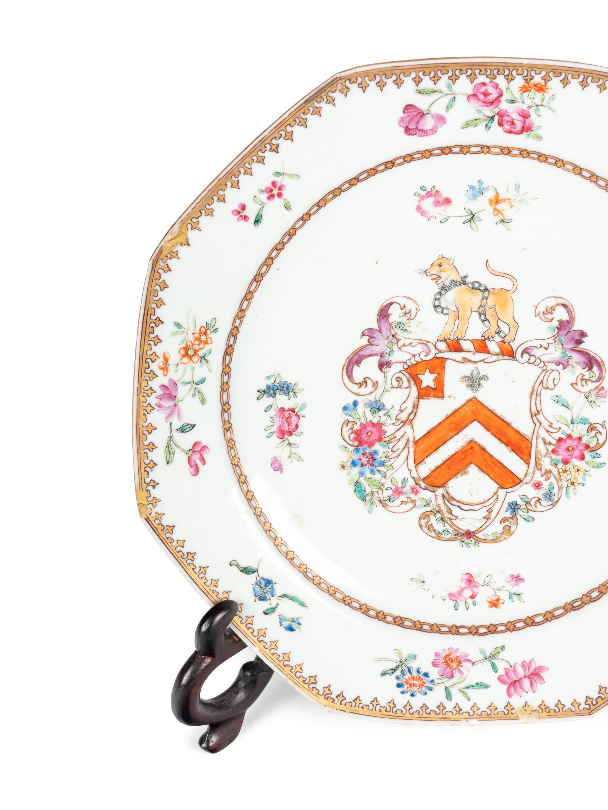 A Pair of Chinese Export Armorial Porcelain Plates