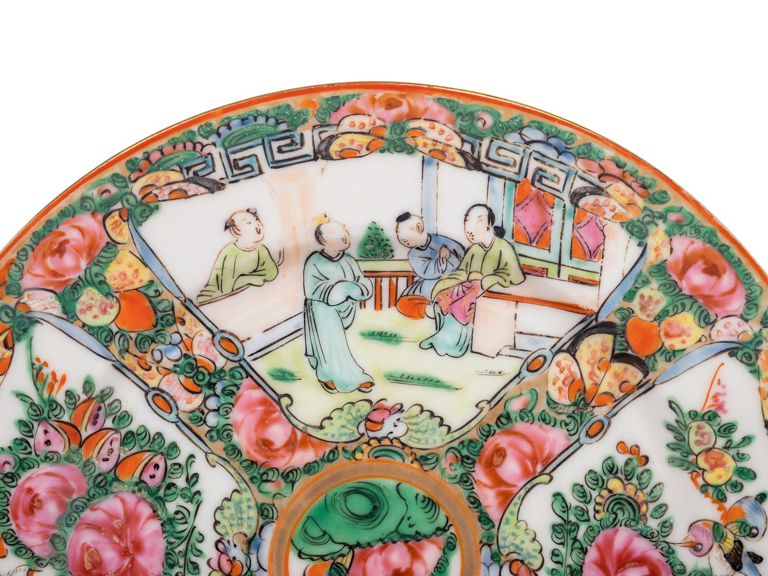 Eight Chinese Canton Famille Rose Porcelain Plates