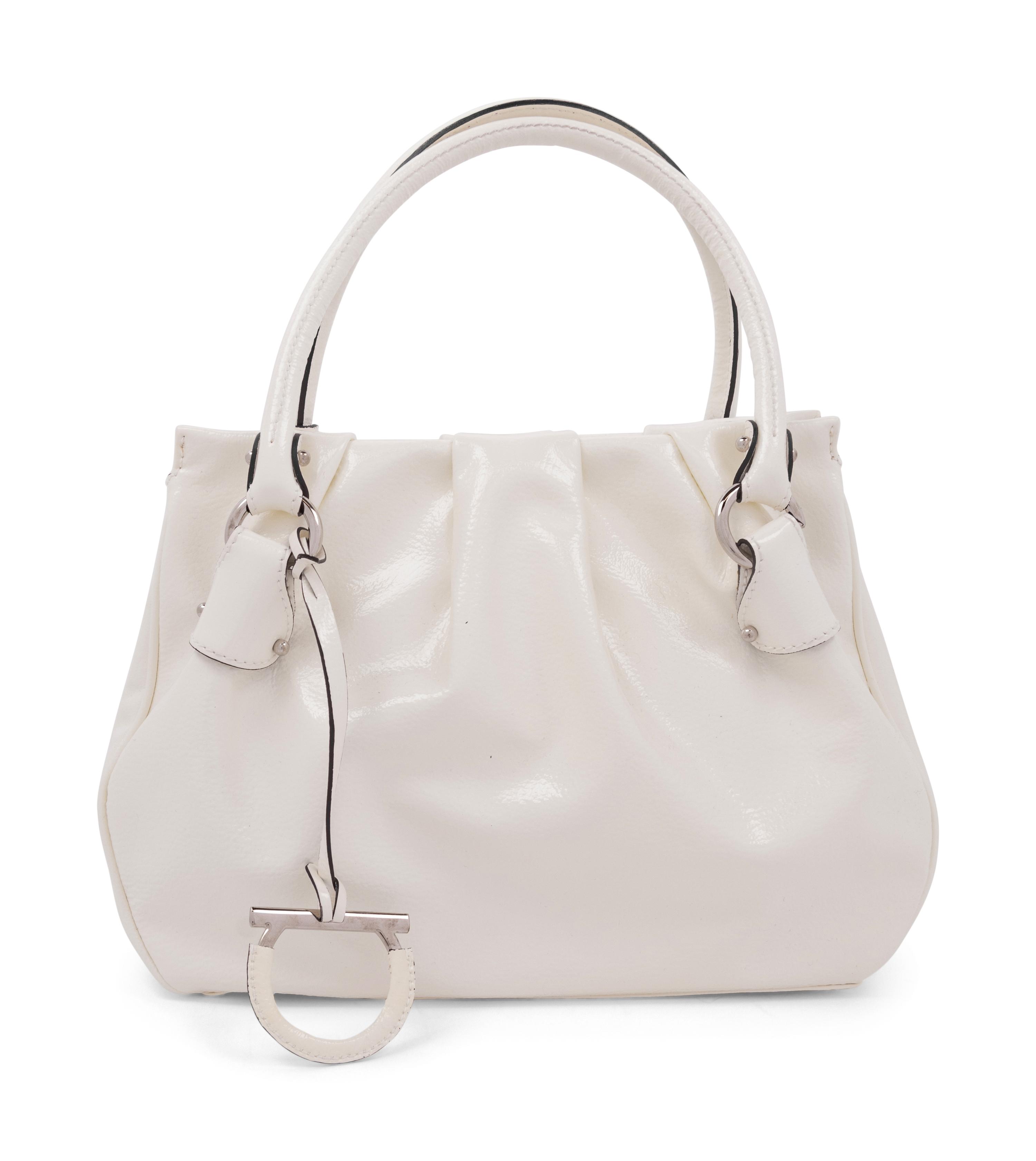 Salvatore Ferragamo White Leather Bag, 2000s