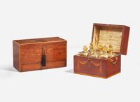 A Federal or George III inlaid mahogany decanter box and a document box, late 18th / early 19th century