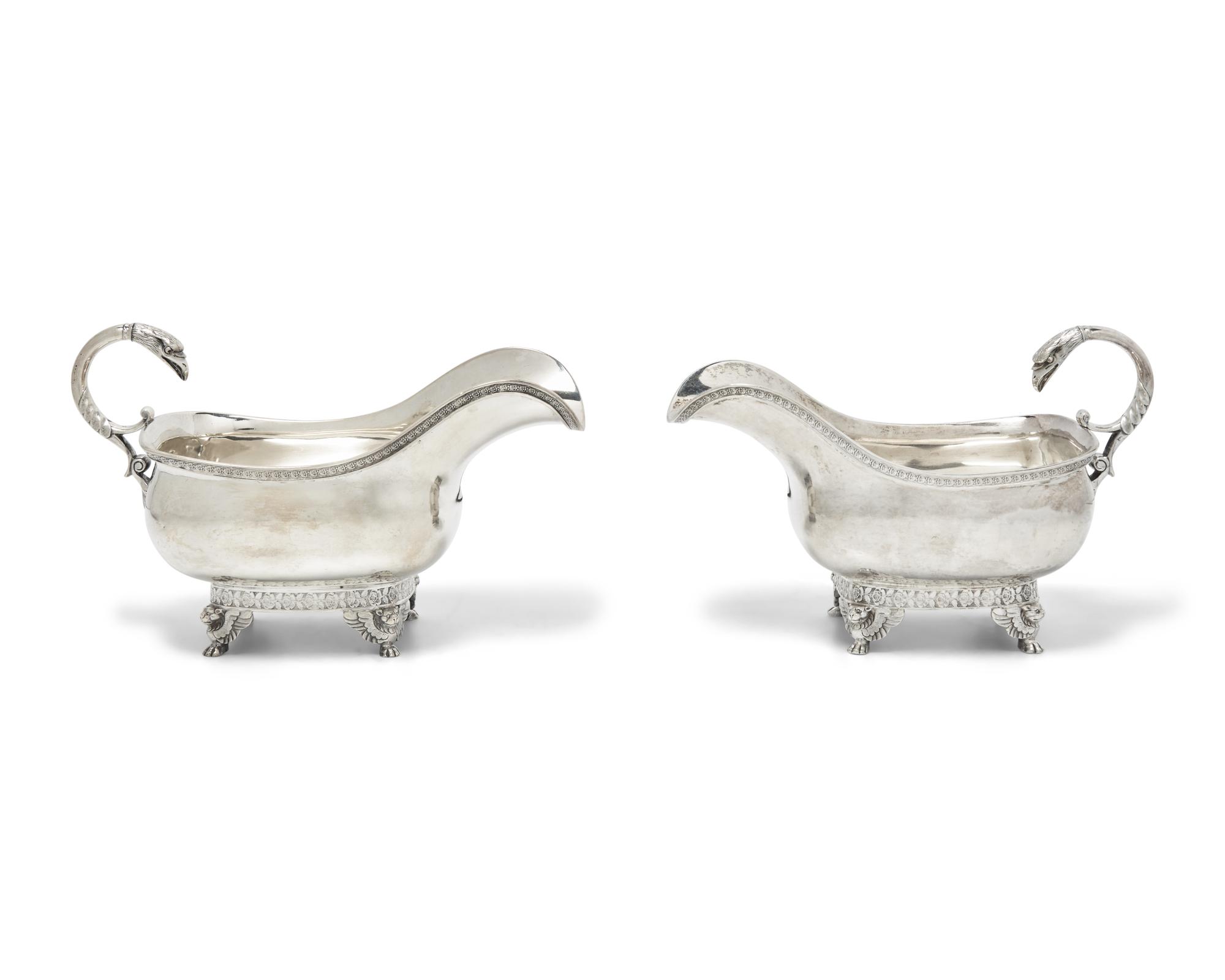 An Impressive Pair of Classical Silver Sauce Boats
