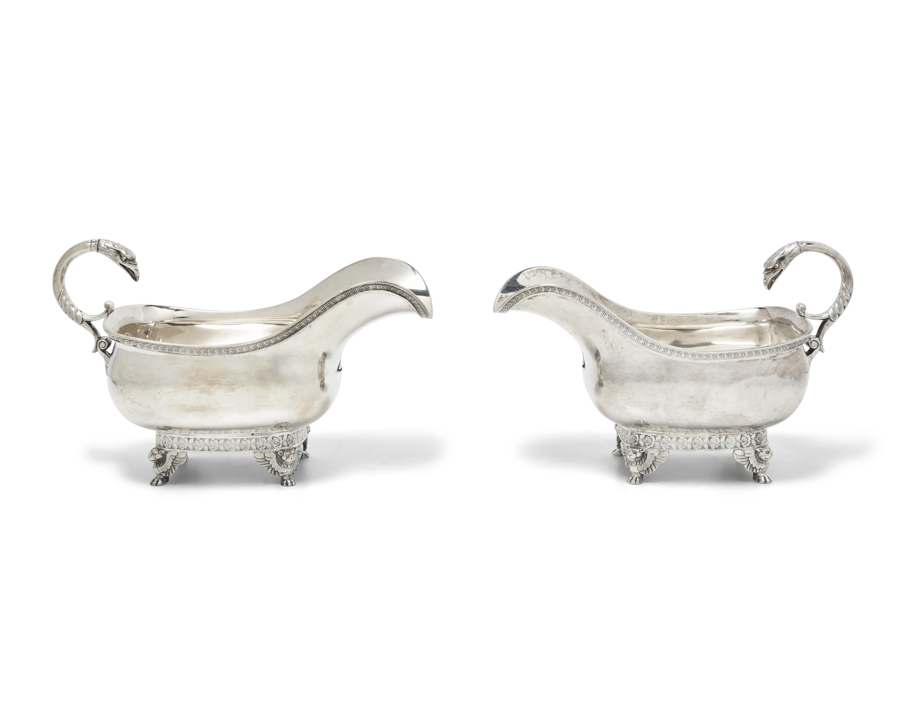 An Impressive Pair of Classical Silver Sauce Boats