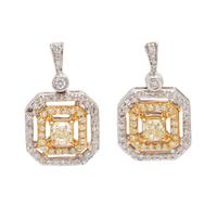 COLORED DIAMOND AND DIAMOND EARRINGS