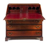 A George III Mahogany Slant-Front Secretary Height 44 3/4 x width 48 x depth 22 1/2 inches. — LATE 18TH CENTURY