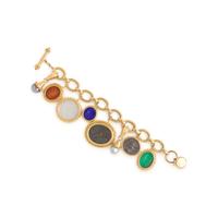 Elizabeth Locke, Yellow Gold and Multigem Charm Bracelet