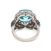 BLUE TOPAZ, DIAMOND AND SAPPHIRE RING