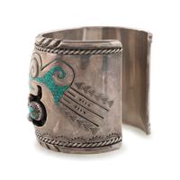 Silver Cuff Bracelet with Inlay