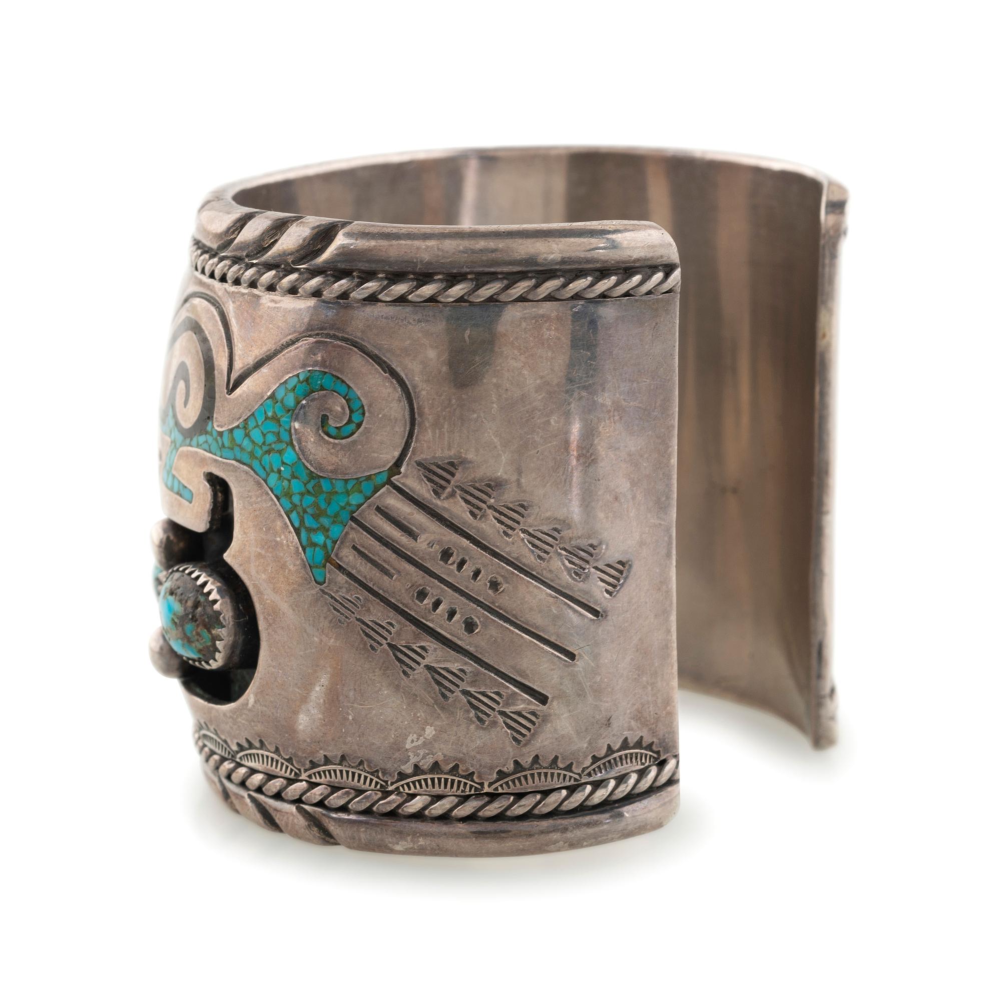 Silver Cuff Bracelet with Inlay