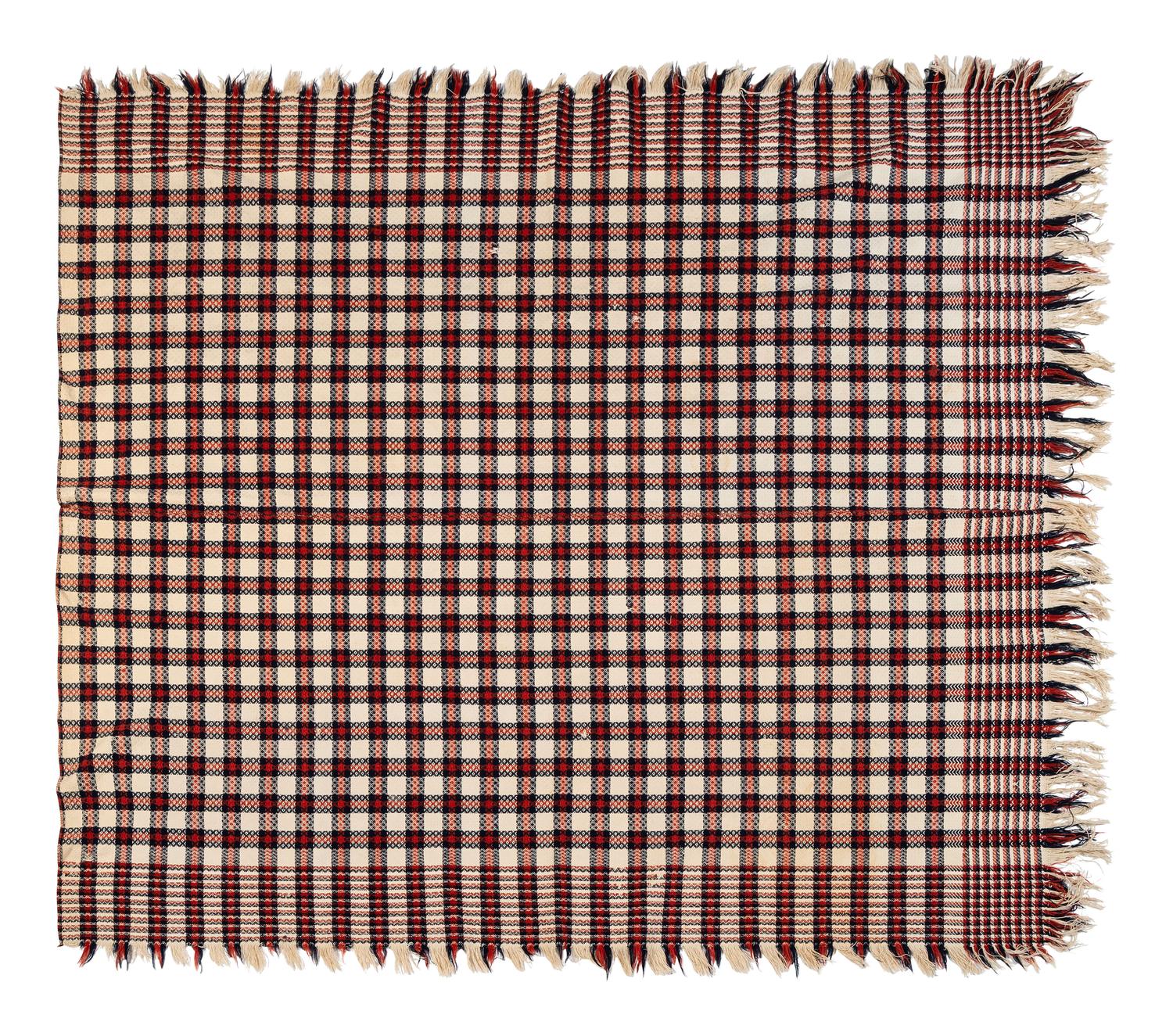 Two Jacquard Woven Wool and Cotton Coverlets