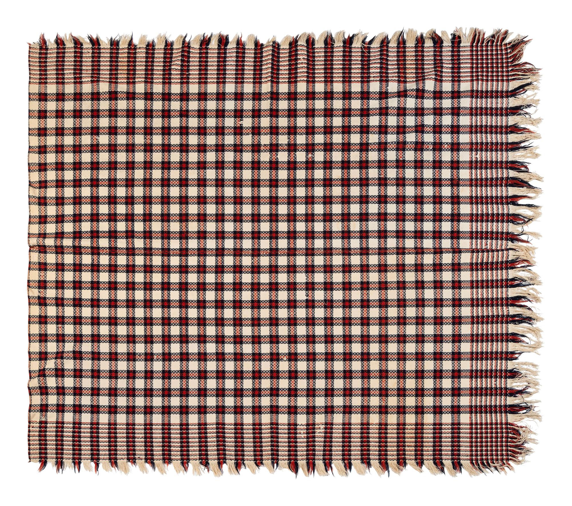 Two Jacquard Woven Wool and Cotton Coverlets