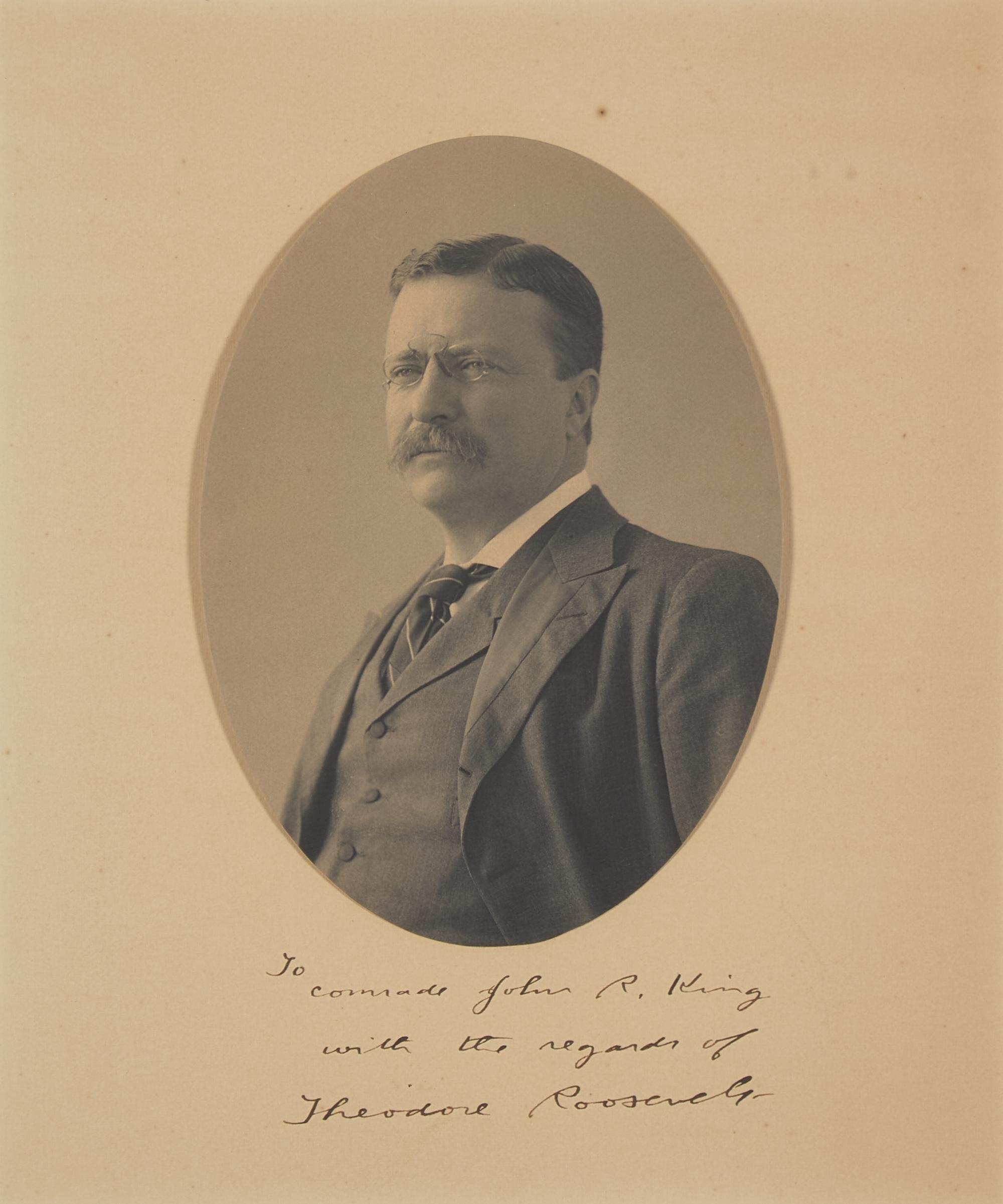 [Presidential] Roosevelt, Theodore. Inscribed Portrait to John R. King, President of the Grand Army of the Republic