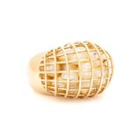 LEVITAN, YELLOW GOLD AND CULTURED PEARL CAGE RING