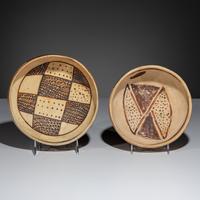 Ancestral Pueblo, Jeddito Black-on-Yellow Pottery Bowls, with Geometric Designs