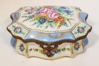 A Sevres Style Porcelain Table Casket. Width 9 3/4 inches.