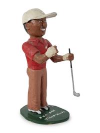 A Folk Art Carved and Painted Tiger Woods Figure, by Bill Potts