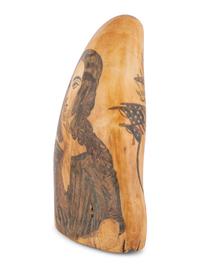 A Scrimshaw Tooth with Polychrome Depiction of the USS Pennsylvania