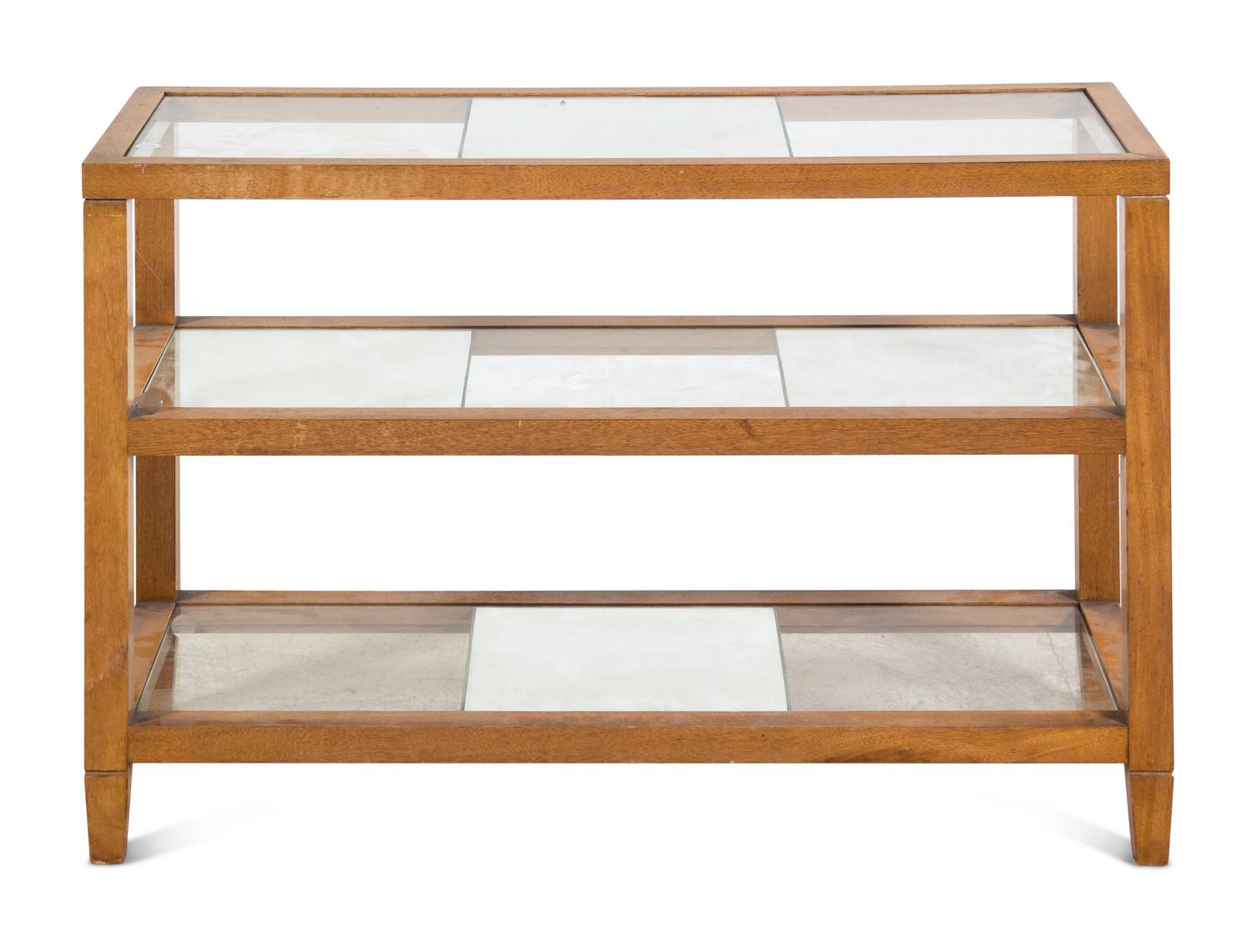 A Modernist Mirror-Inset Three-Tier Table