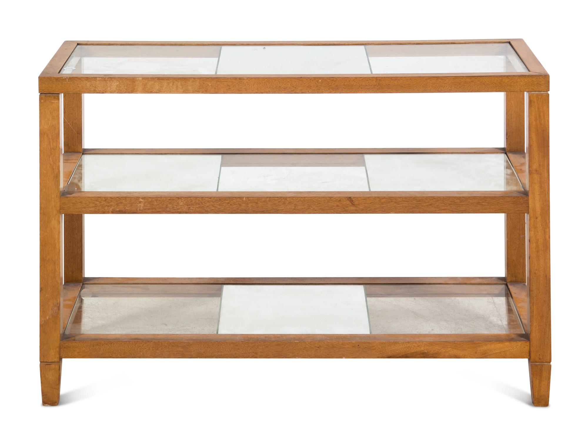 A Modernist Mirror-Inset Three-Tier Table