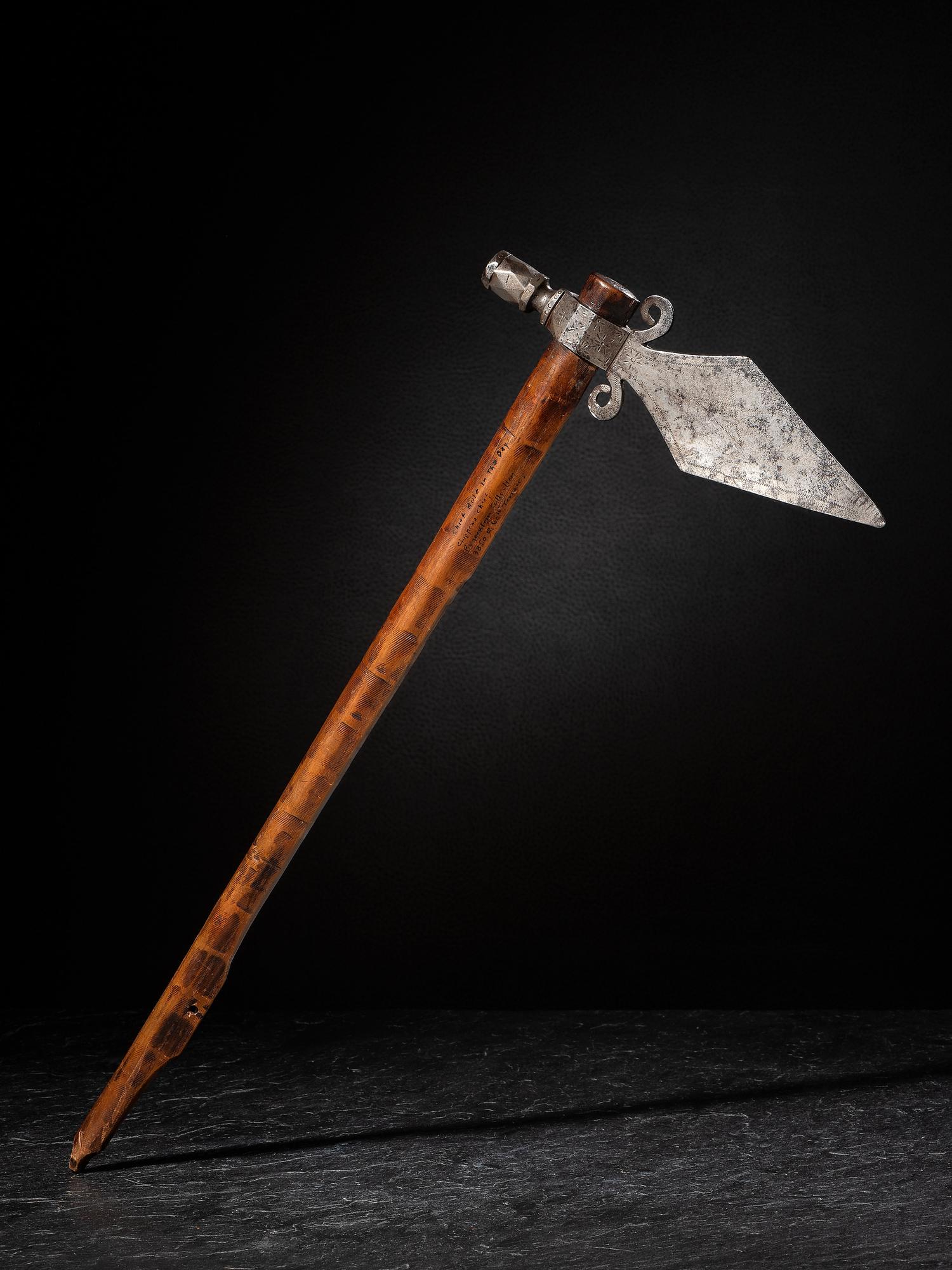 Engraved Spontoon Pipe Tomahawk, Attributed to Chief Hole in the Day