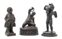 Three Cast Metal Figures Height of first 8 7/8 inches.