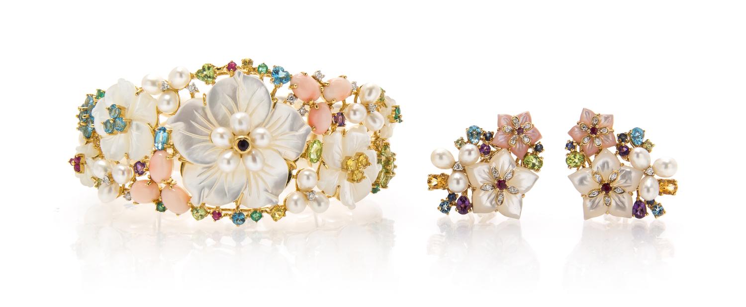 A Collection of Yellow Gold, Cultured Pearl, and Multi Gem Jewelry, 35.90 dwts.