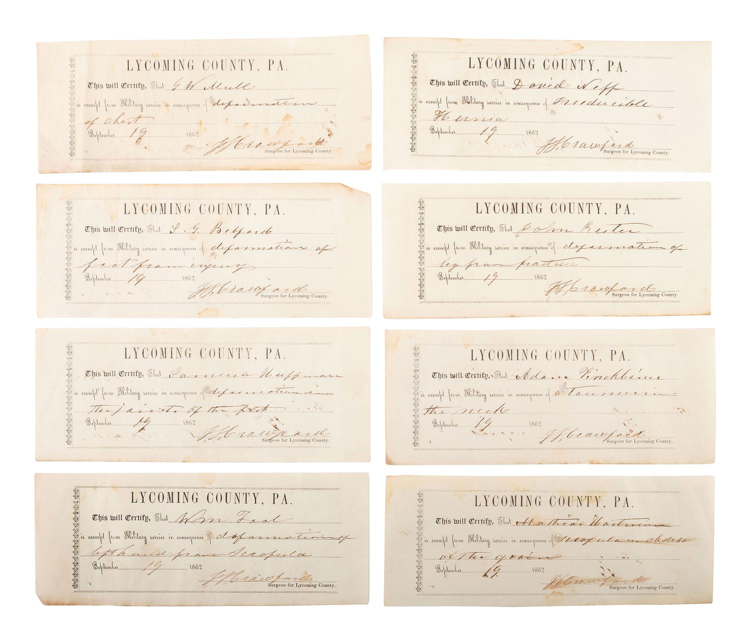 [CIVIL WAR]. A group of Civil War documents and ephemera related to Pennsylvania.
