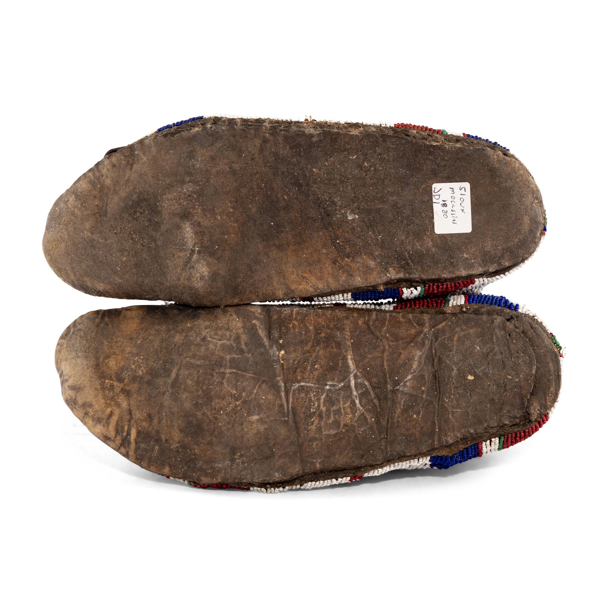 Sioux Beaded Buffalo Hide Moccasins