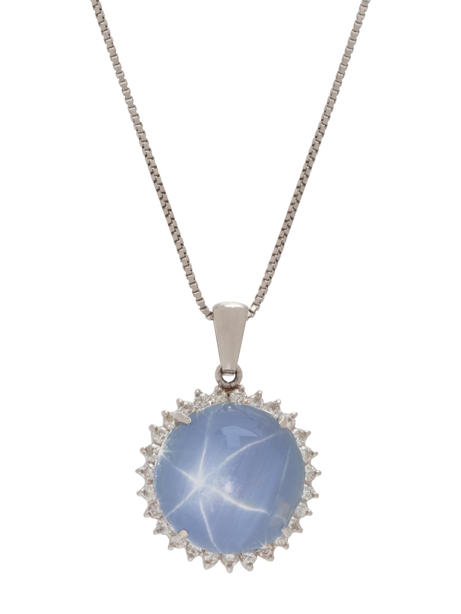 STAR SAPPHIRE AND DIAMOND PENDANT/NECKLACE