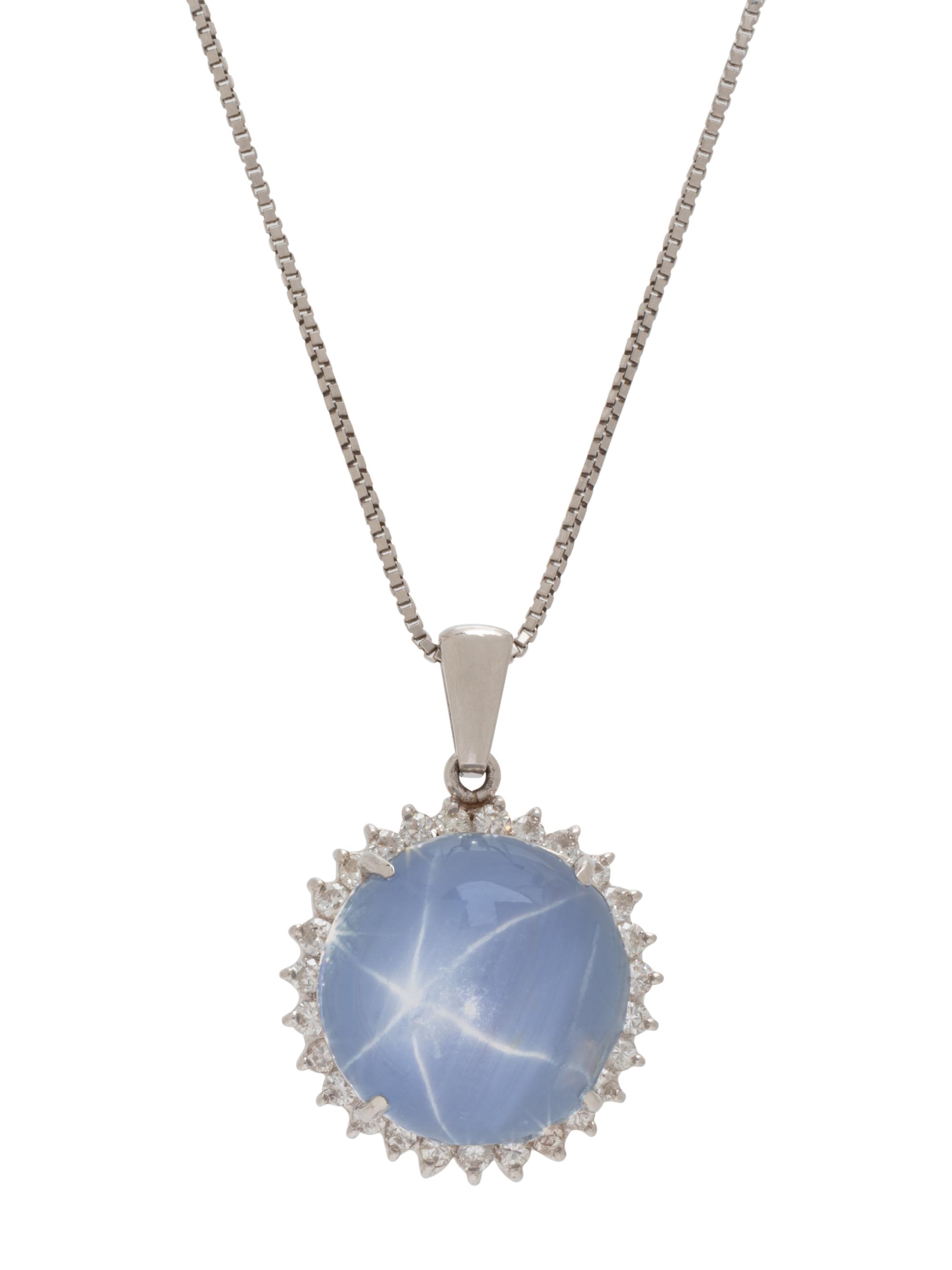 STAR SAPPHIRE AND DIAMOND PENDANT/NECKLACE