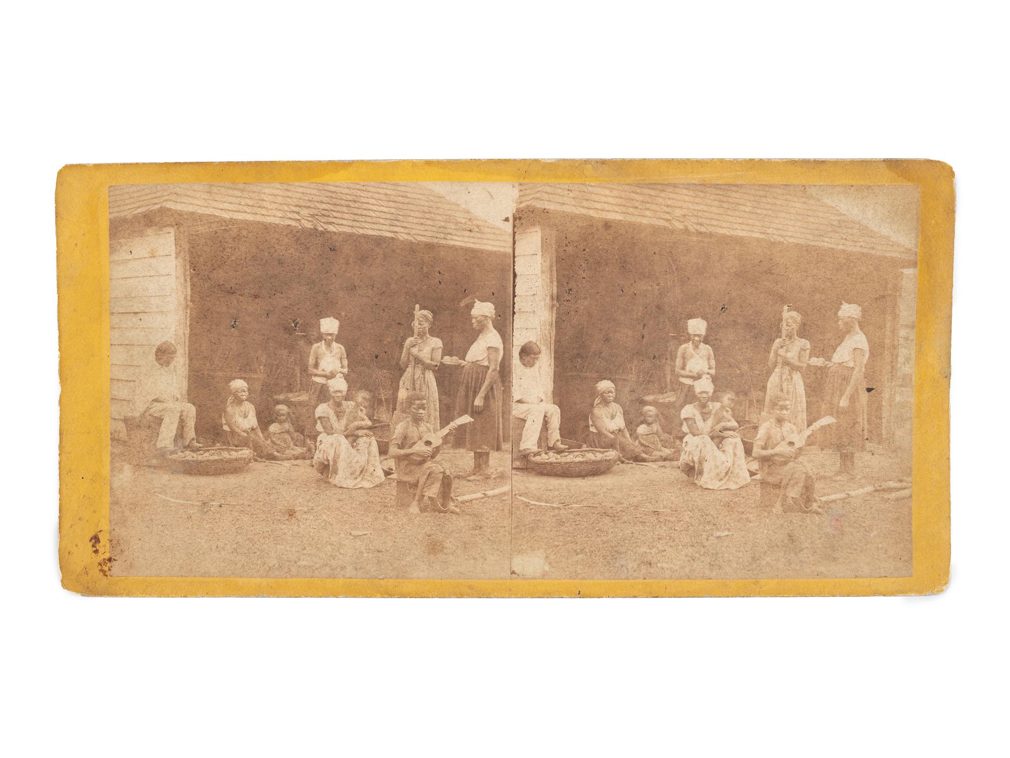 [SLAVERY & ABOLITION] -- [CUBA]. Plantation View. Kitchen of a Barracoon, with slaves variously occupied. New York: E. & H.T. Anthony, ca 1860s.