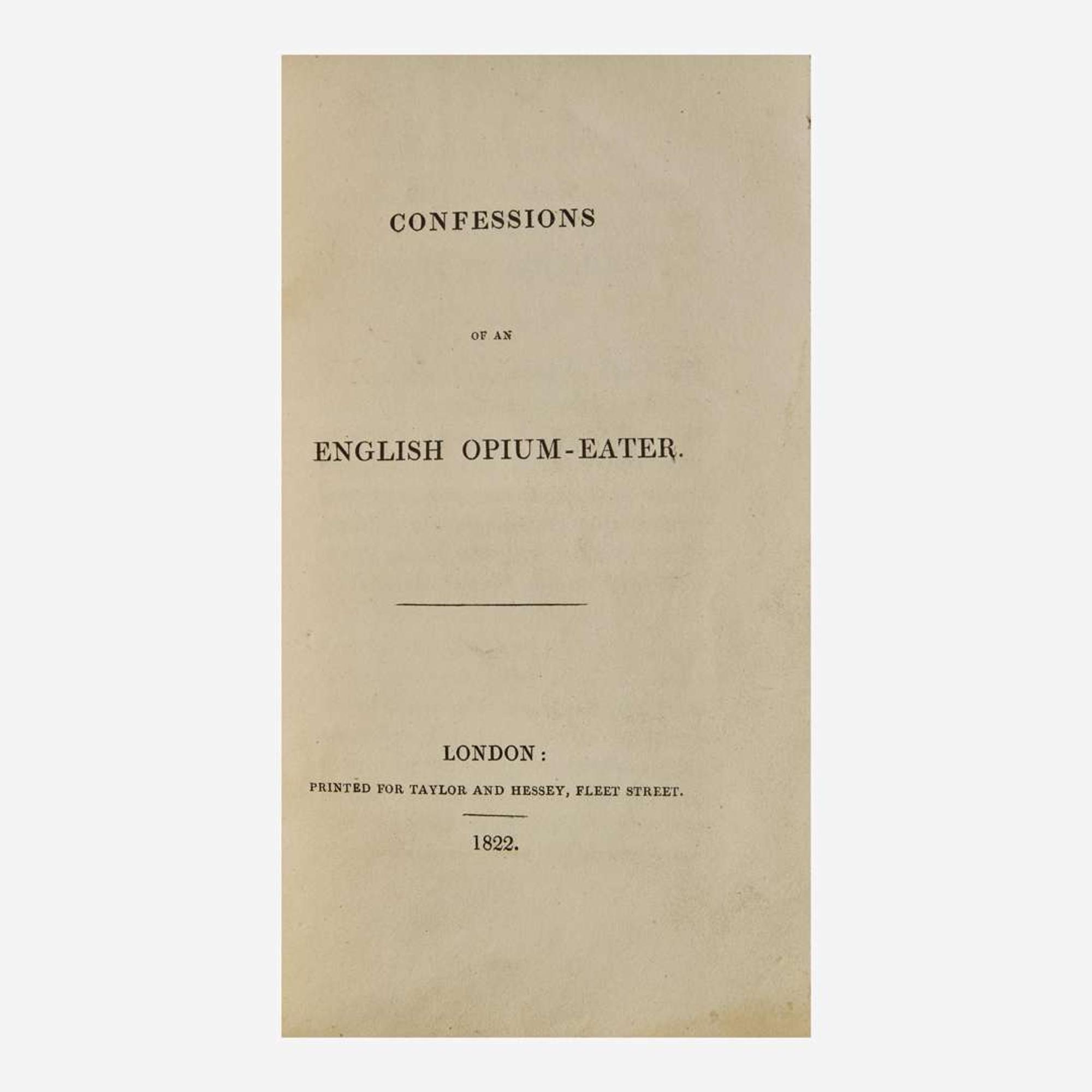 [Literature] (De Quincey, Thomas) Confessions of an English Opium-Eater