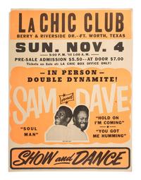 [MUSIC]. In Person. Double Dynamite! Sam and Dave . La Chic Club, Ft. Worth, TX. 4 November [1973].