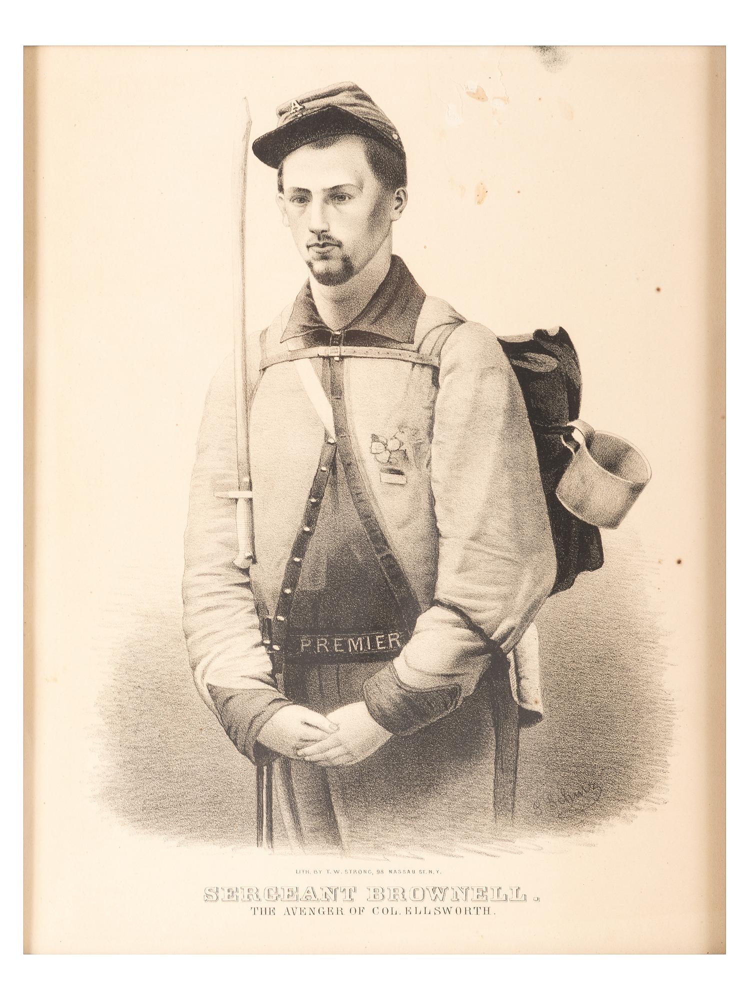[CIVIL WAR]. A collection of items involving Colonel Elmer Ellsworth and Sergeant Francis Brownell, incl. prints, photographs, and other memorabilia.