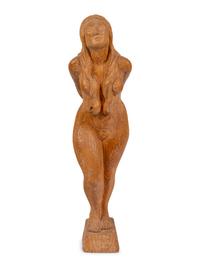A Carved Oak Figure of a Bound Woman