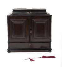 An Italian Ebony and Tortoise Shell Collector's Cabinet Height 23 1/2 x width 24 x depth 12 inches.