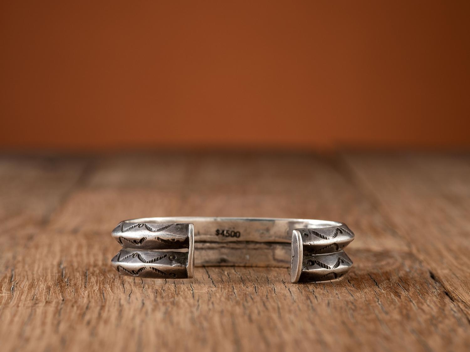 Navajo Ingot and Turquoise Cuff Bracelet