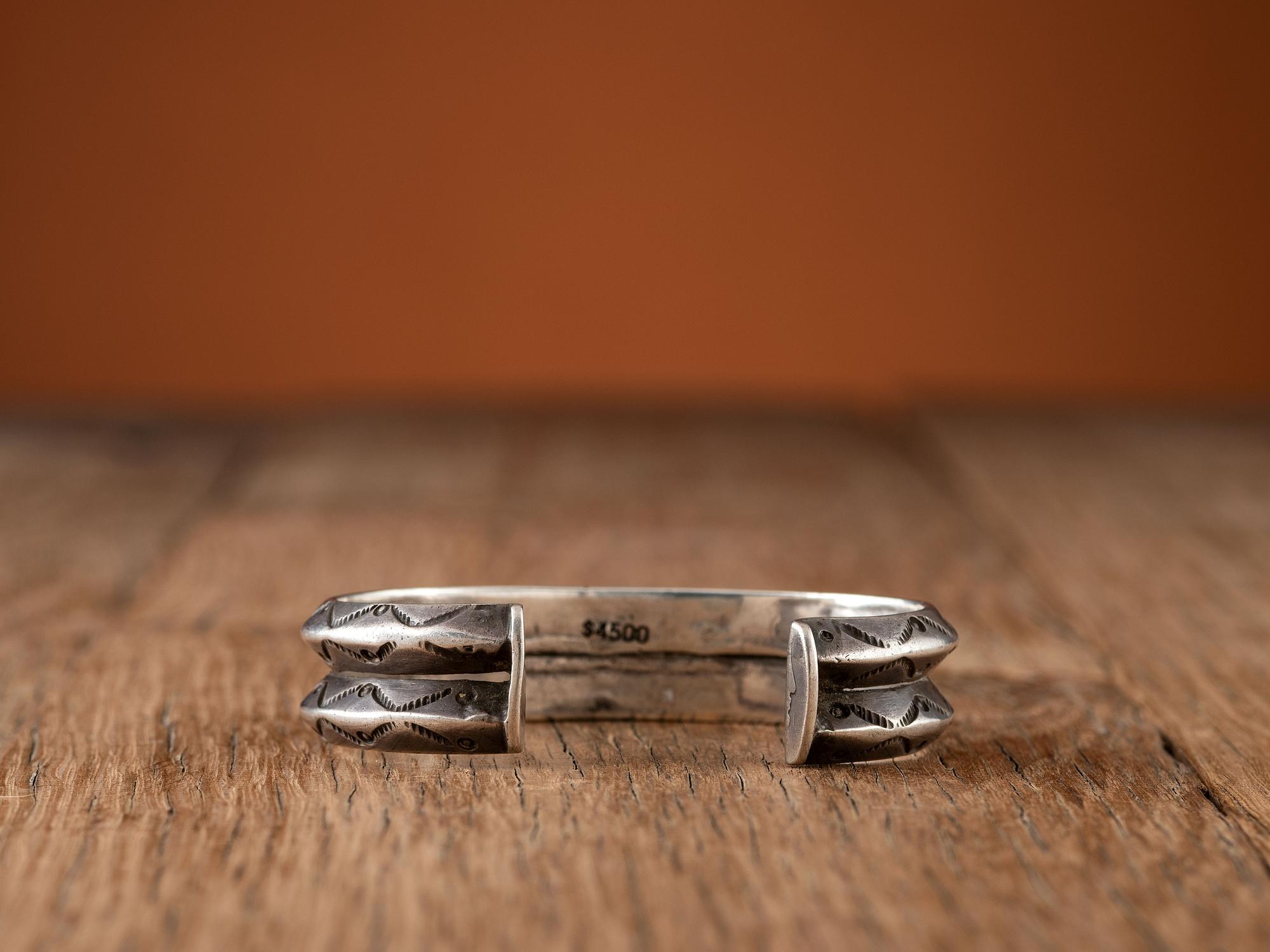 Navajo Ingot and Turquoise Cuff Bracelet
