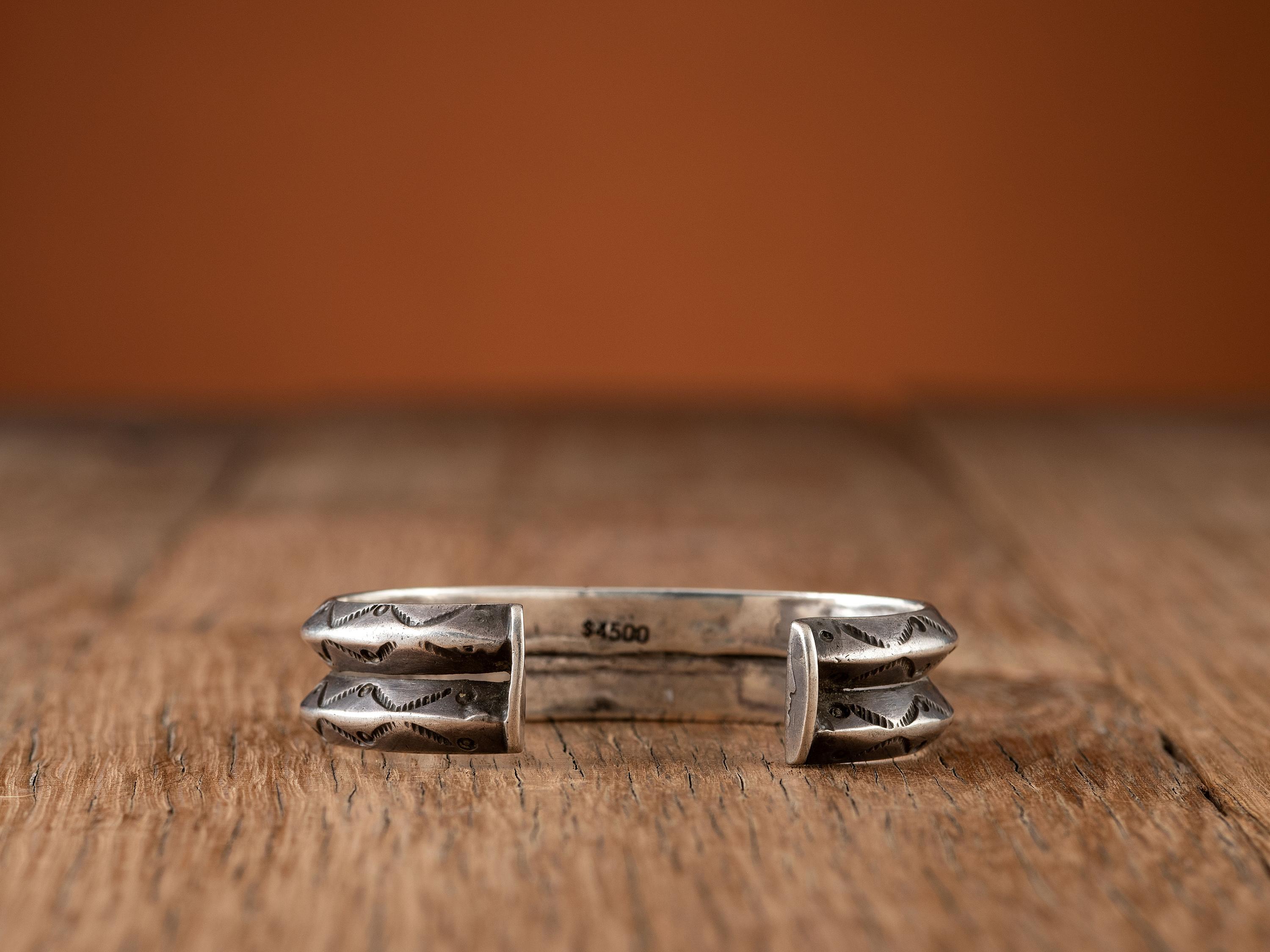 Navajo Ingot and Turquoise Cuff Bracelet